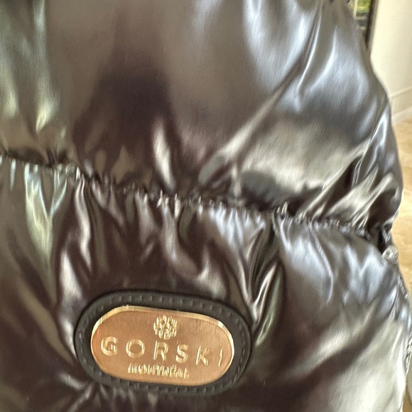 GORSKI Shiny Black Puffer Coat with Fur Trim - Picture 8 of 15